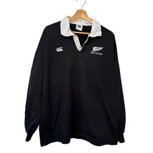 Canterbury New Zealand Rugby Jersey Mens 2XL Black Long Sleeve Silver Fern Shirt